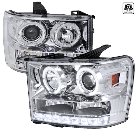 Spec-D Tuning 07-12 GMC Sierra Projector Headlight Chrome Housing 2LHP-SIE07-TM